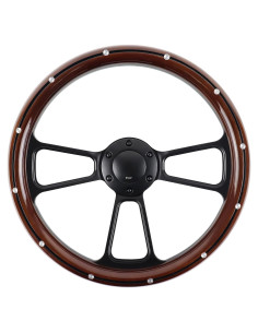 Volante de Madera QYMOPAY 35.56 cm 3 Rayos con Claxon