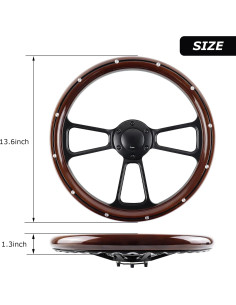 Volante de Madera QYMOPAY 35.56 cm 3 Rayos con Claxon 2