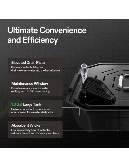 Macetas Autorriego VIVOSUN 4-Pack 6L con Medidor de Agua