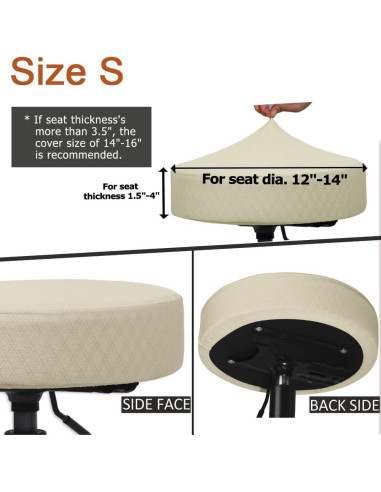 Funda para Taburete BUYUE Redonda 30-36 cm Lavable Beige