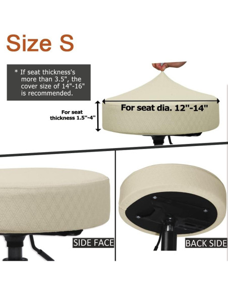 Funda para Taburete BUYUE Redonda 30-36 cm Lavable Beige