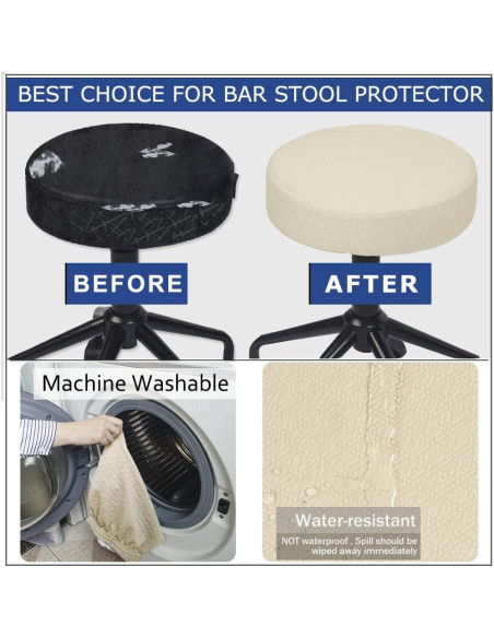 Funda para Taburete BUYUE Redonda 30-36 cm Lavable Beige