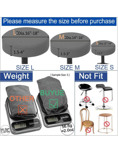 Funda para Taburete BUYUE Redonda 30-36 cm Lavable Beige