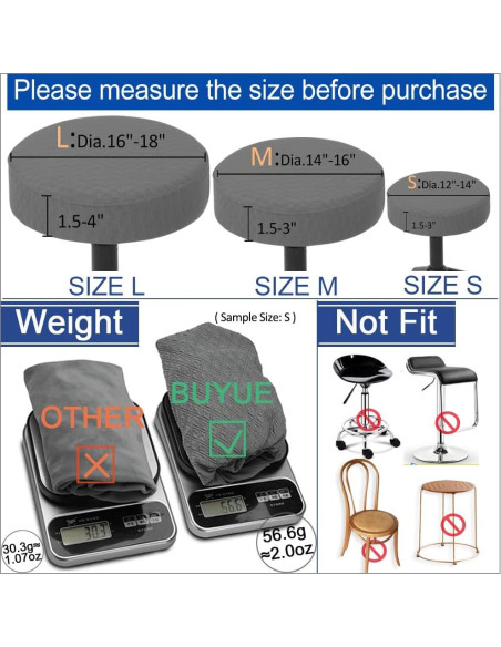 Funda para Taburete BUYUE Redonda 30-36 cm Lavable Beige