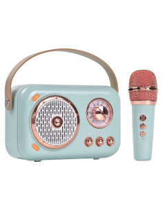 Altavoz Bluetooth Retro Aresrora con Micrófono Karaoke Rosa