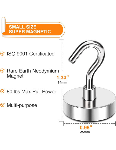 Ganchos Magnéticos MIKEDE 10 Pcs 36 kg Alta Resistencia