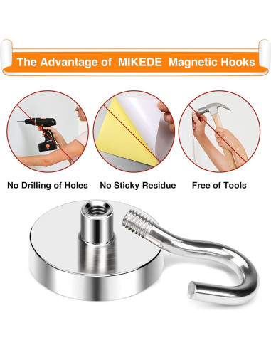 Ganchos Magnéticos MIKEDE 10 Pcs 36 kg Alta Resistencia