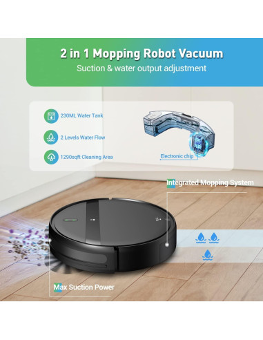 Aspiradora Robot Kilgone G20 WiFi 2 en 1 para Mascotas