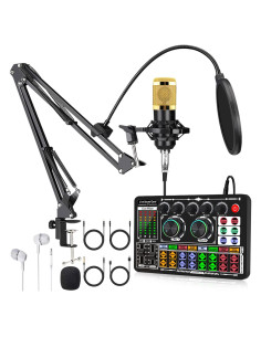 Kit de Podcast SIBORIE F999 Micrófono BM800 Oro