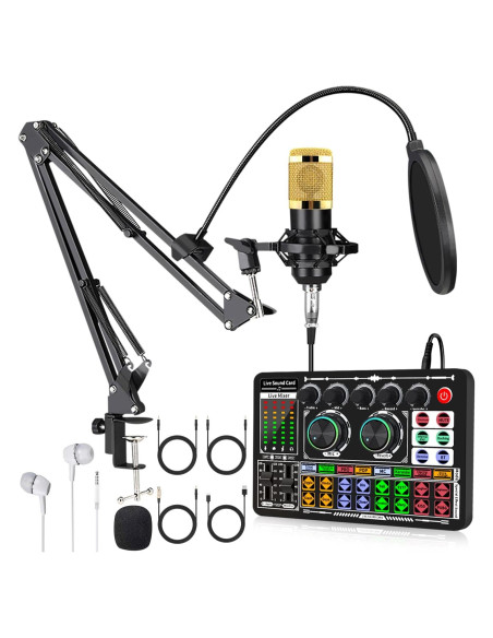 Kit de Podcast SIBORIE F999 Micrófono BM800 Oro