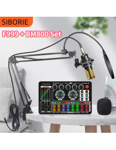 Kit de Podcast SIBORIE F999 Micrófono BM800 Oro 2