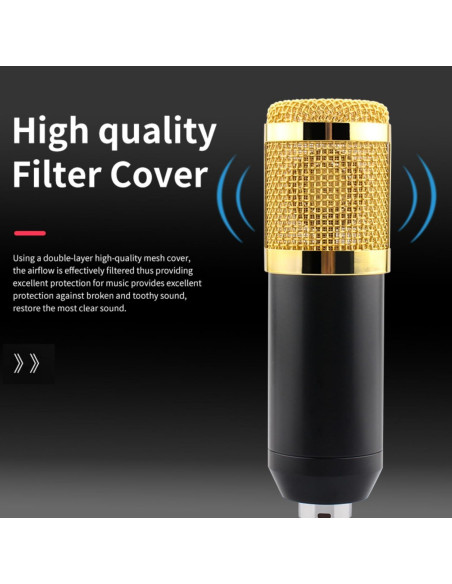 Kit de Podcast SIBORIE F999 Micrófono BM800 Oro