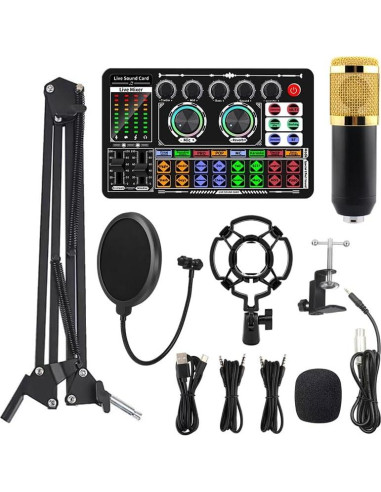 Kit de Podcast SIBORIE F999 Micrófono BM800 Oro