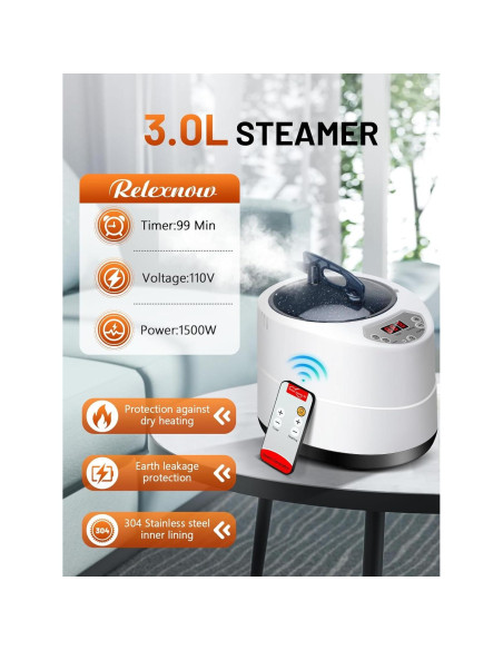 Sauna de Vapor Portátil RELEXNOW 3L 1500W con Silla