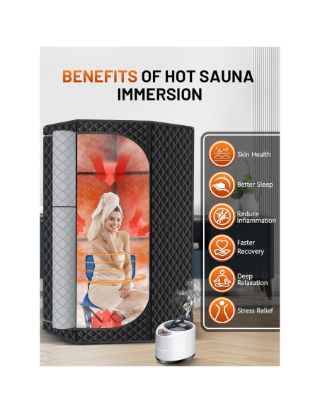 Sauna de Vapor Portátil RELEXNOW 3L 1500W con Silla
