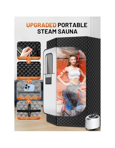 Sauna de Vapor Portátil RELEXNOW 3L 1500W con Silla