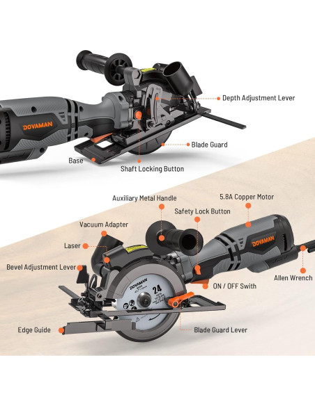 Sierra Circular DOVAMAN MCS01A 710W 6 Cuchillas Laser