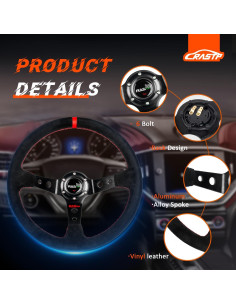 Volante de Carreras RASTP Universal Suede 34.5 cm Rojo 2