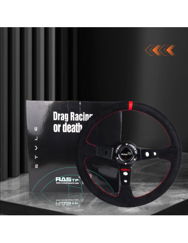 Volante de Carreras RASTP Universal Suede 34.5 cm Rojo