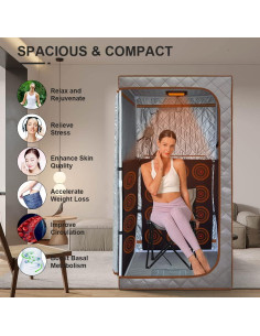 Sauna Infrarroja Portátil TaTalife 86x86x169cm con Control Remoto 2