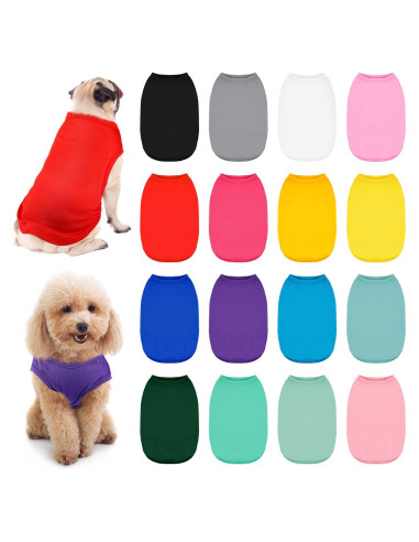 16 Piezas Ropa para Perros Saintrygo Camisetas Suaves M