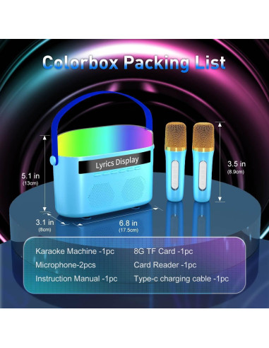 Máquina de Karaoke KM20BL Azul con 2 Micrófonos y Bluetooth