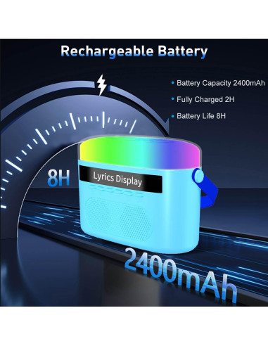 Máquina de Karaoke KM20BL Azul con 2 Micrófonos y Bluetooth