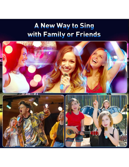 Máquina de Karaoke KM20BL Azul con 2 Micrófonos y Bluetooth