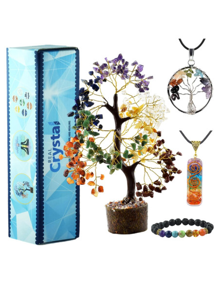 Árbol de Cristales de 7 Chakras + Pulsera y Collares