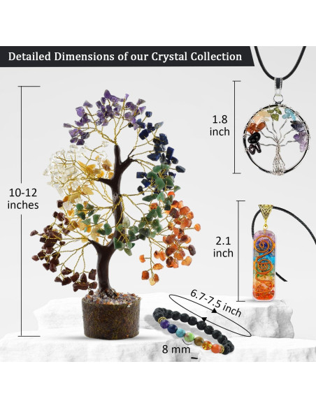 Árbol de Cristales de 7 Chakras + Pulsera y Collares