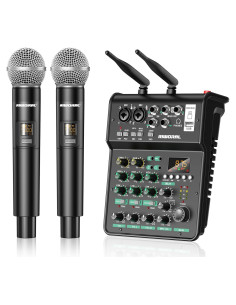 Consola de Mezcla de Audio 4 Canales RA-4 con Micrófonos