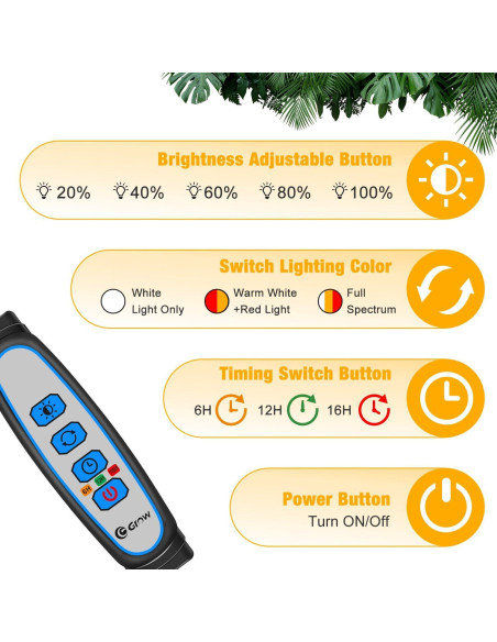 Luz de Crecimiento LED Wolezek 5 Cabezas Espectro Completo