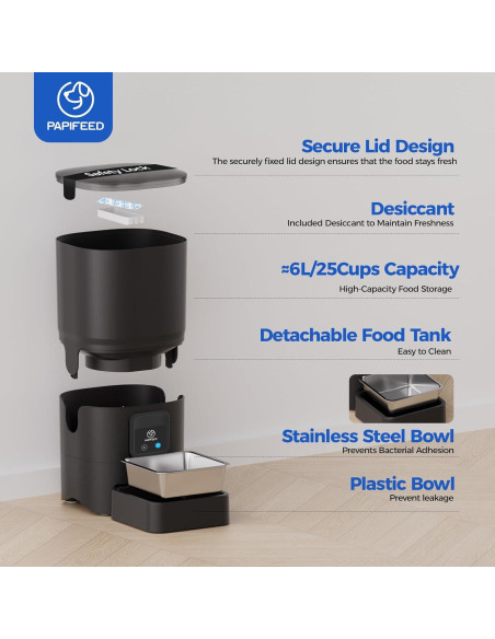 Comedero Automático PAPIFEED 6L WiFi Control APP Gatos