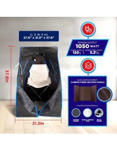 Sauna Infrarroja Plegable Topmaster 1050W 60C para Hogar 2