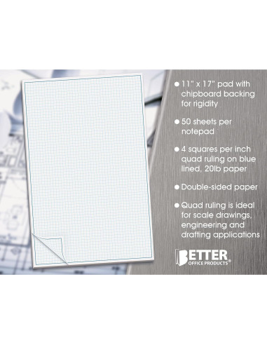 Bloc Cuadriculado Better Office 50 Hojas 27,94x43,18cm Azul