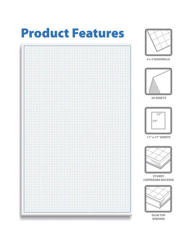 Bloc Cuadriculado Better Office 50 Hojas 27,94x43,18cm Azul