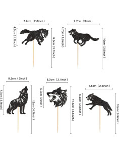 Adornos de Cupcake Ercadio 25 PCS Lobo Negro Brillo 2