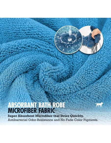 Bata de Baño para Perros Tuff Pupper L Azul Secado Rápido