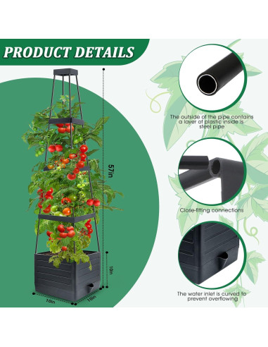 Caja de Jardín Elevada MQFORU con Enrejado 144,78 cm