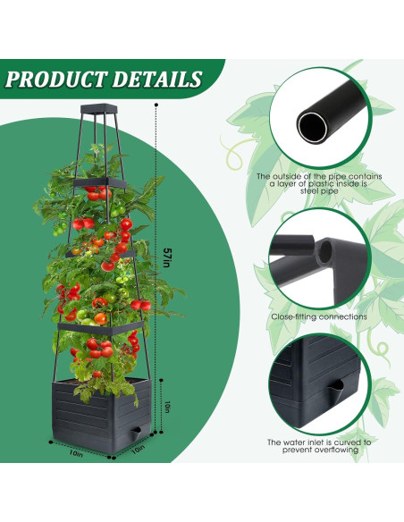 Caja de Jardín Elevada MQFORU con Enrejado 144,78 cm