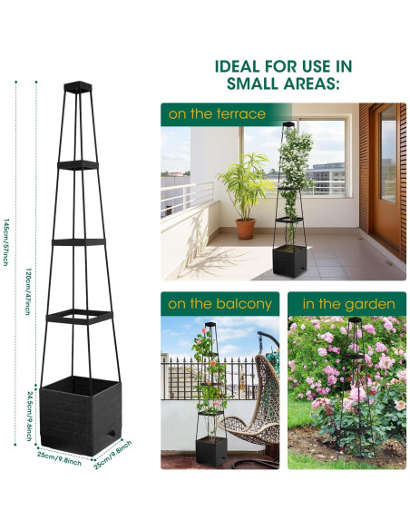 Caja de Jardín Elevada MQFORU con Enrejado 144,78 cm