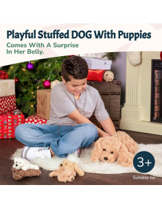 PixieCrush Peluche Labradoodle con 4 Cachorros 12,7cm 2