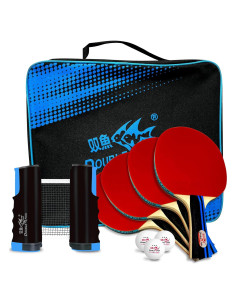Set de Tenis de Mesa Double Fish 4 Palas y 6 Pelotas ITTF