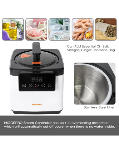 Generador de sauna HIGOSPRO 2.6L 1000W con control remoto