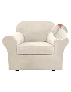 Funda de Silla H.VERSAILTEX Terciopelo Marfil 2 Piezas