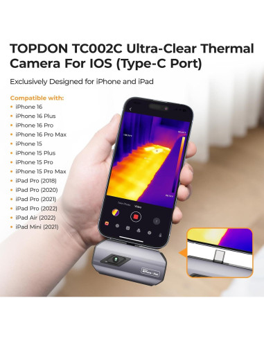 Cámara Térmica TOPDON TC002C, 512x384, USB-C para iPhone