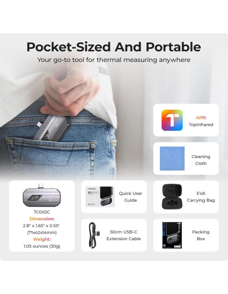 Cámara Térmica TOPDON TC002C, 512x384, USB-C para iPhone