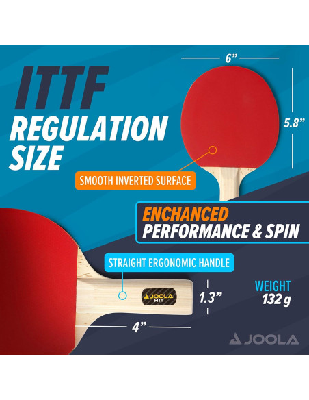 Set de Palas de Ping Pong JOOLA con Pelotas y Funda - 4 Jugadores