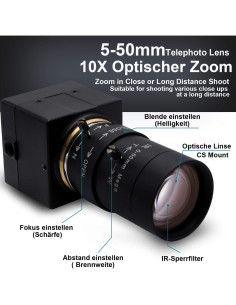 Cámara USB SVPRO 5MP con Zoom Óptico 10X y Lente 5-50mm 2