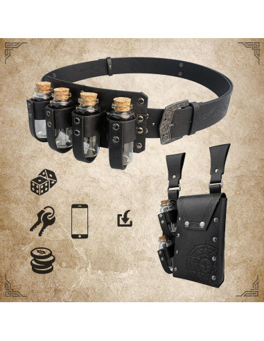 Combo Cinturón Alquimia EpicCos + Bolsa Botellas Negra